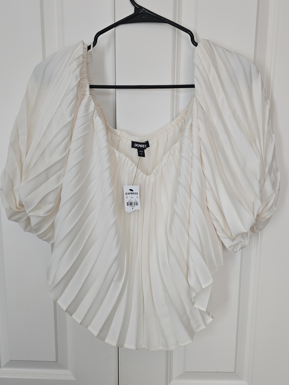 Express Women's Cream Pleated Blouse Last Photo For Fit